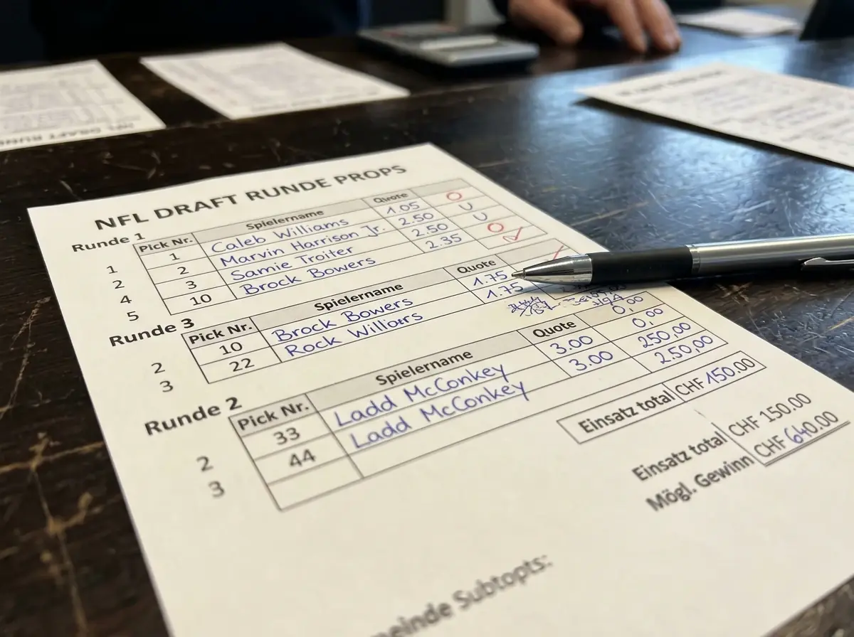 NFL Draft Runden-Prop-Bets – Wetten auf die Auswahlrunde einzelner Spieler beim NFL Draft 2026