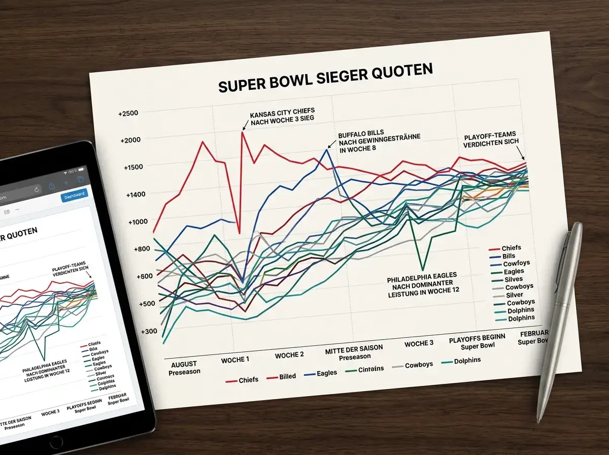 NFL Futures Quoten im Saisonverlauf – wie sich Super Bowl Sieger Wetten entwickeln