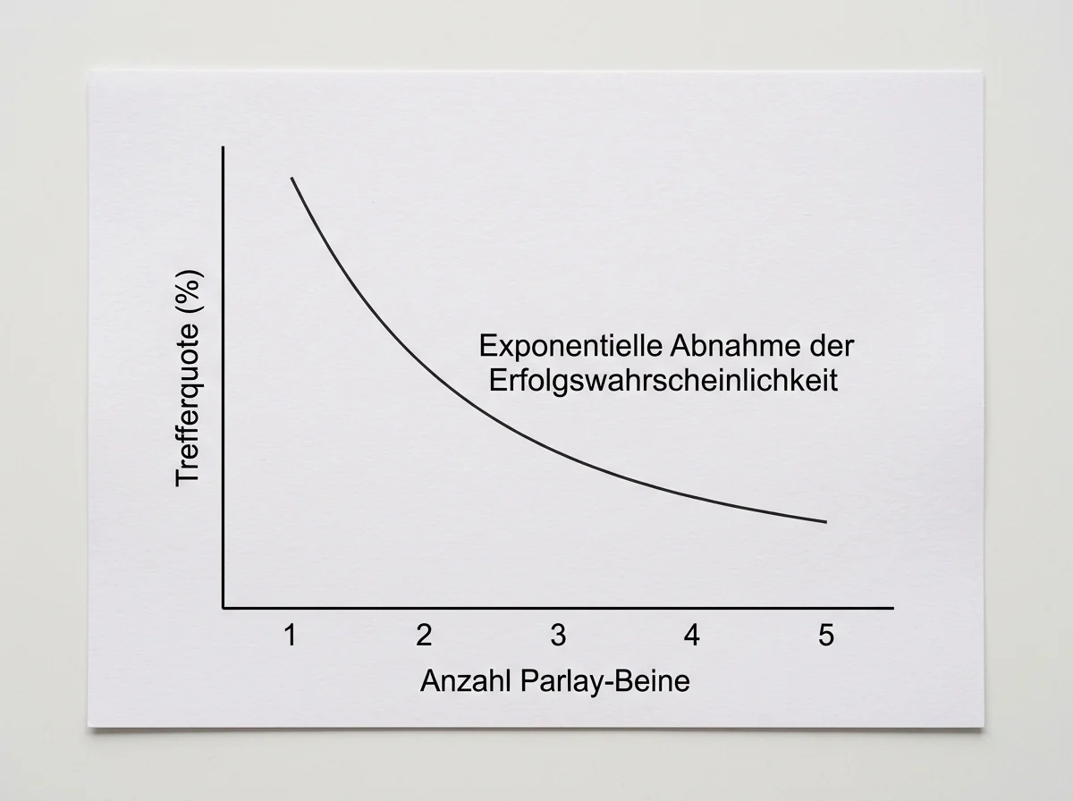 Wahrscheinlichkeitsrechnung für NFL Parlay zeigt, wie Trefferquote bei steigender Selektionszahl exponentiell abnimmt