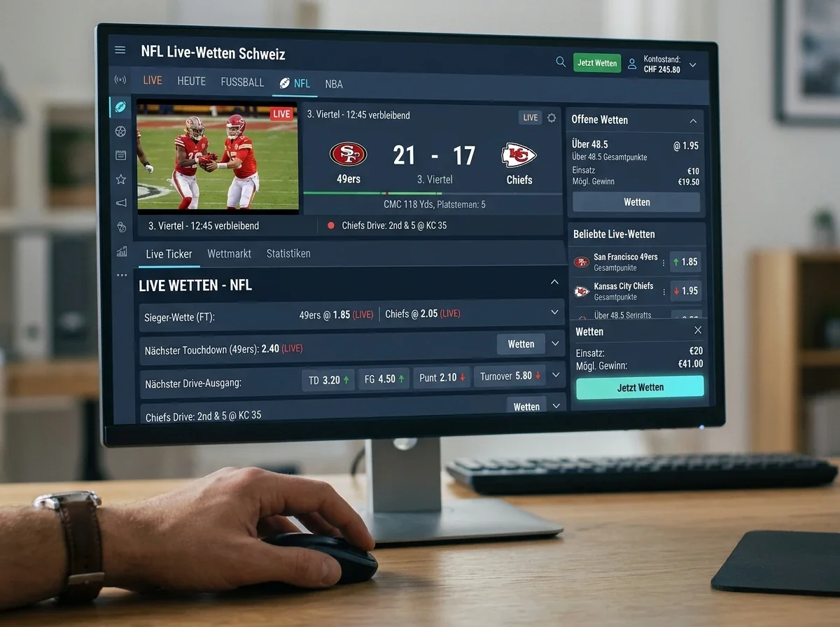 NFL Live-Wetten Schweiz – Strategien, Anbieter & Cash-Out 2026