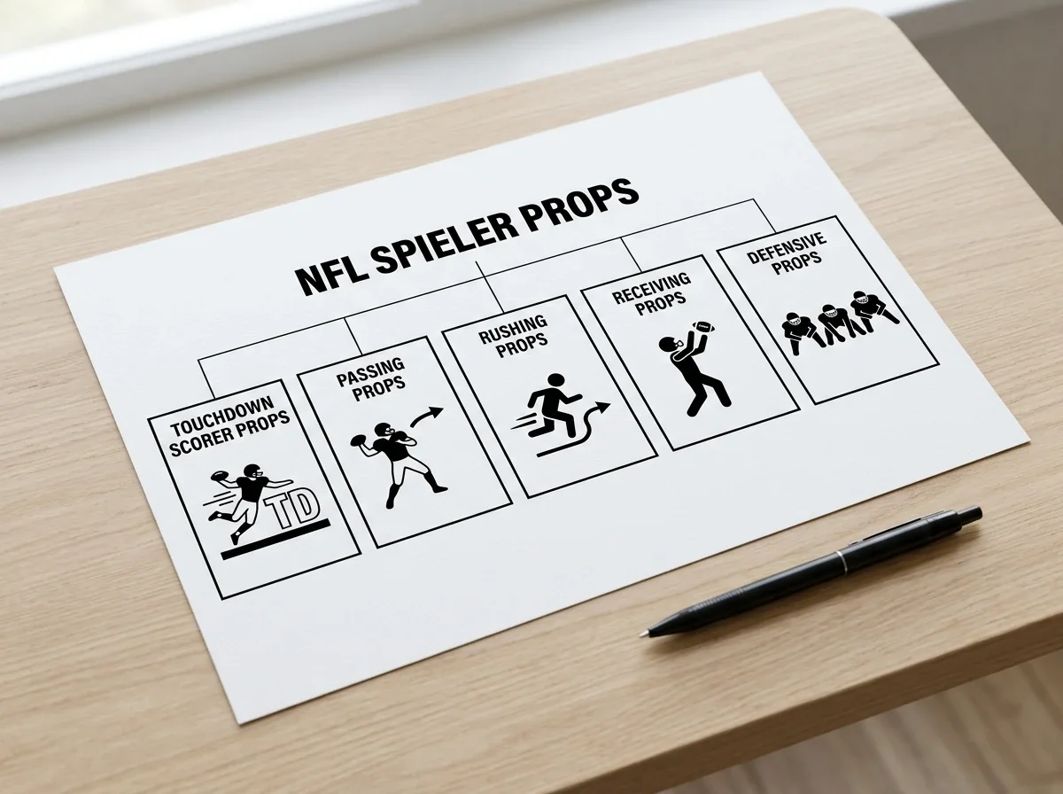 Typen von NFL Player Props – Touchdown Scorer, Passing Yards und Receiving Stats im Überblick