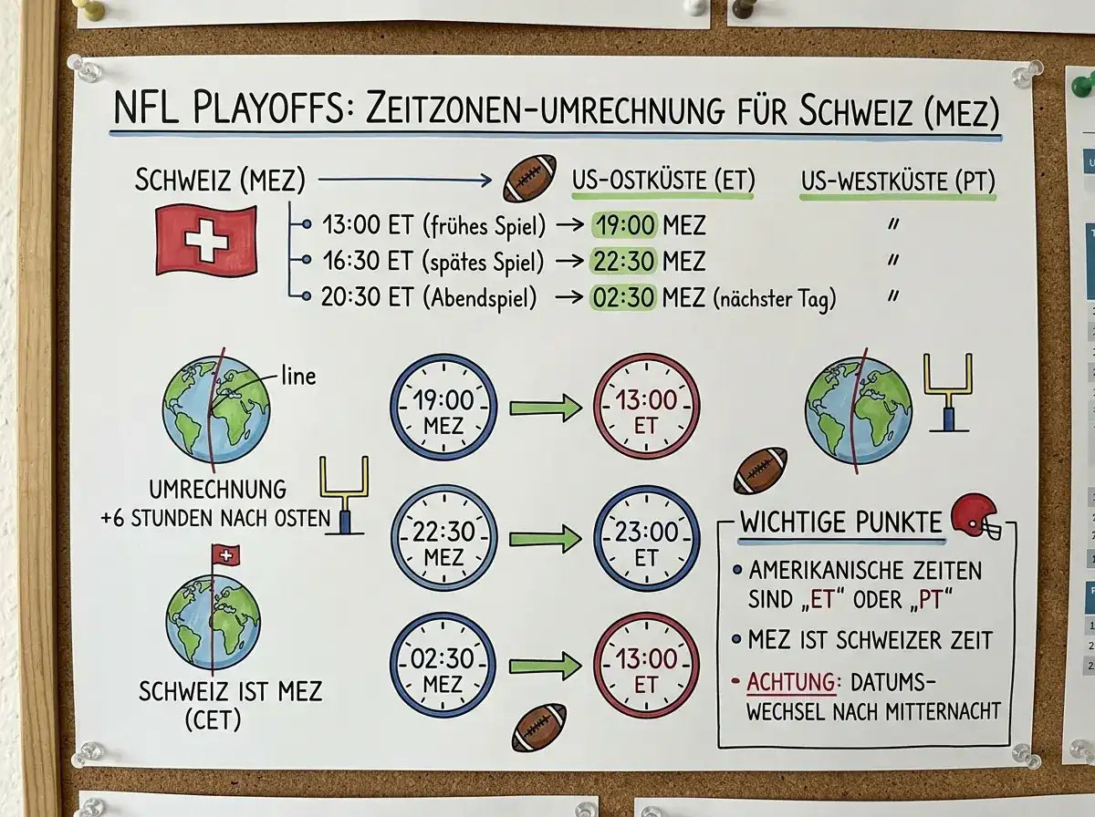NFL Playoffs Schweizer Zeitzone – Spielzeiten und Live-Wetten für Nacht-Spiele in der Schweiz