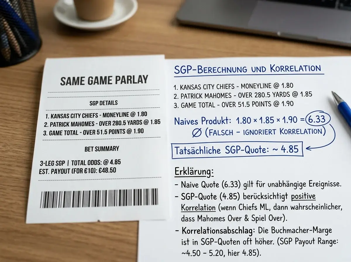 NFL SGP Beispiele: Typische Kombiwetten aus Moneyline, Total und Player Props