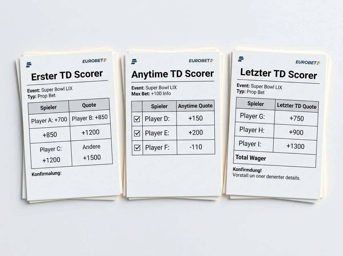 NFL Touchdown Prop Bet Typen Schweiz – First, Anytime und Last TD Scorer erklärt