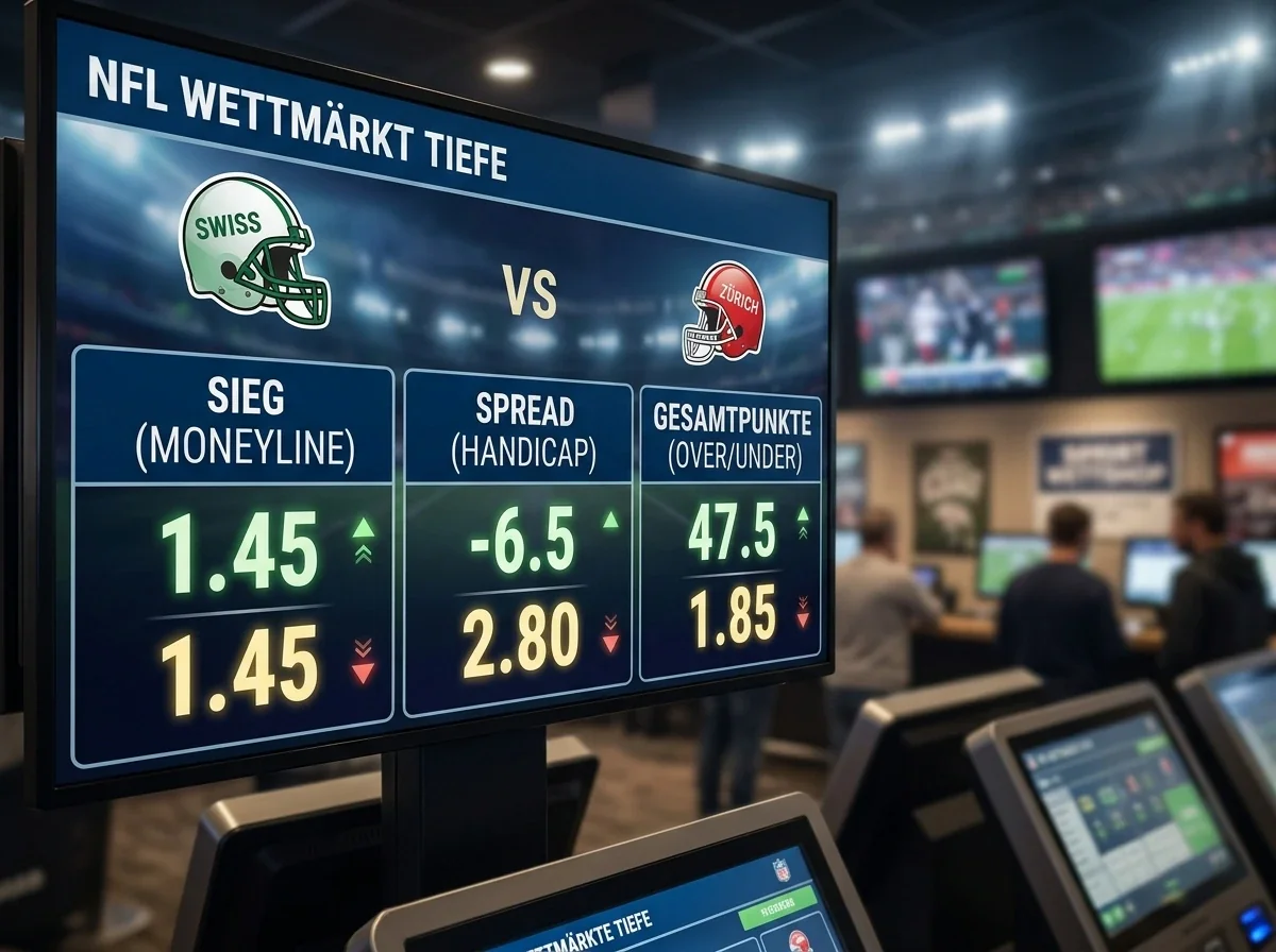 NFL Wettmärkte Tiefe Schweiz – verfügbare Märkte bei Buchmachern für American Football