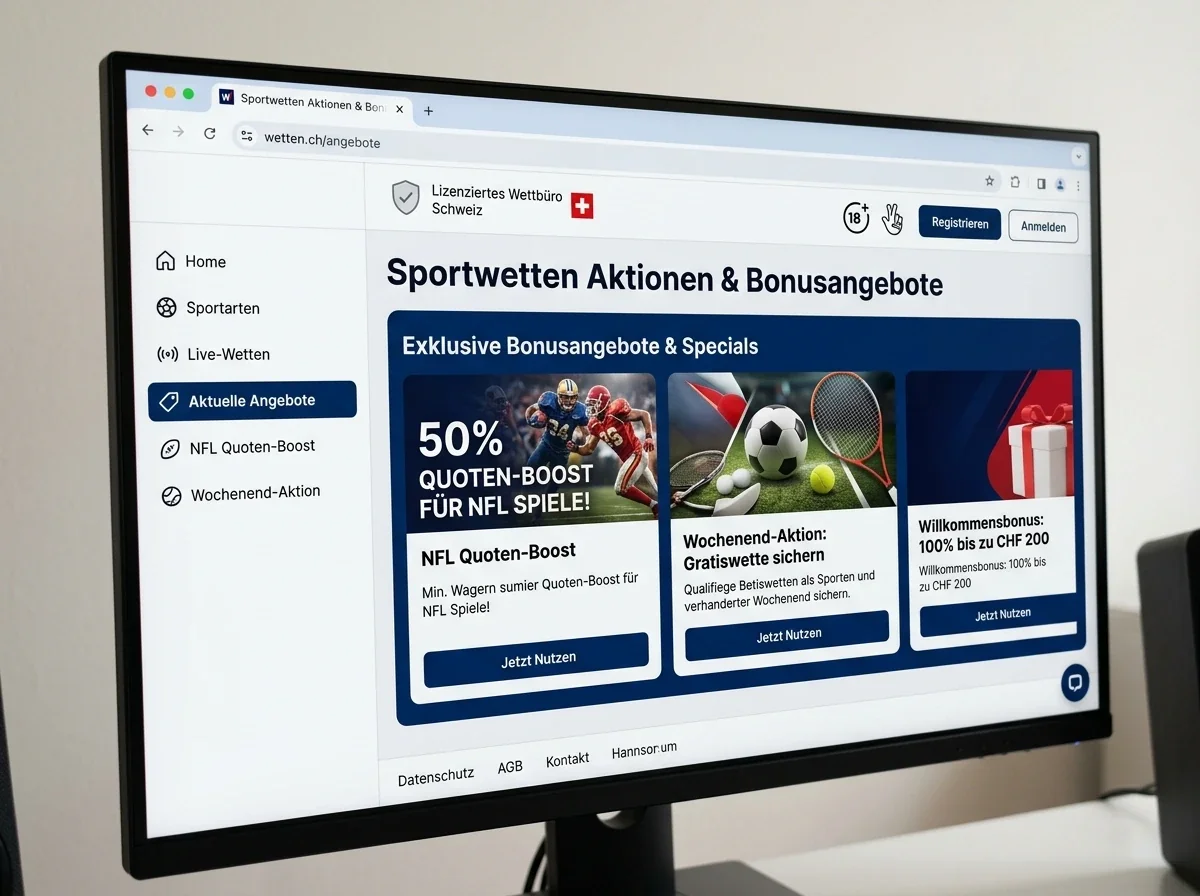Bonusangebote und Aktionen für NFL-Sportwetten bei legalen Schweizer Anbietern