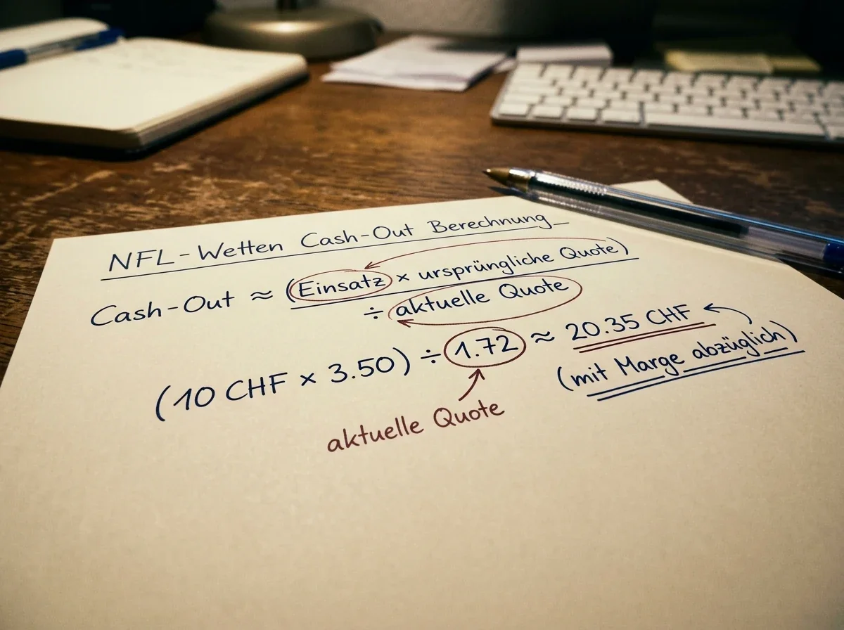 Cash-Out Berechnung NFL Wetten: Formel und Beispiel für vorzeitige Auszahlung