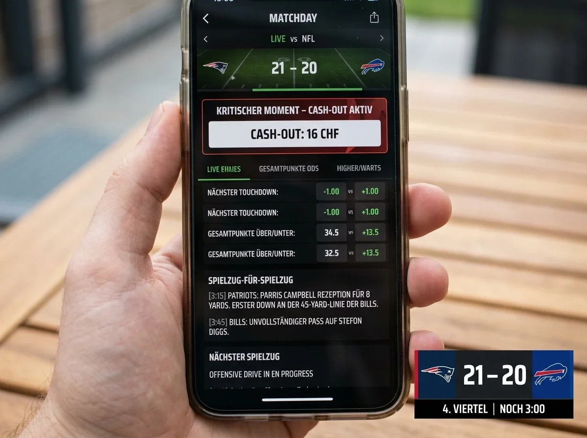 NFL Live-Wetten Cash-Out Timing: Halbzeitpause und kritische Spielmomente nutzen