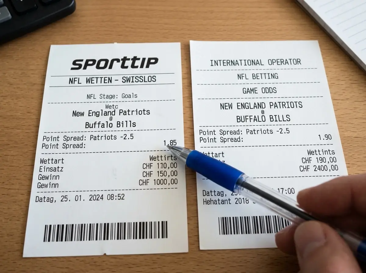 Sporttip NFL Quoten im Vergleich zu internationalen Anbietern – Quotenniveau und Payout-Rate für Schweizer