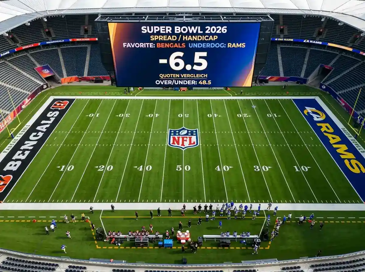 Super Bowl 2026 Spread- und Handicap-Quoten im Vergleich verschiedener Buchmacher