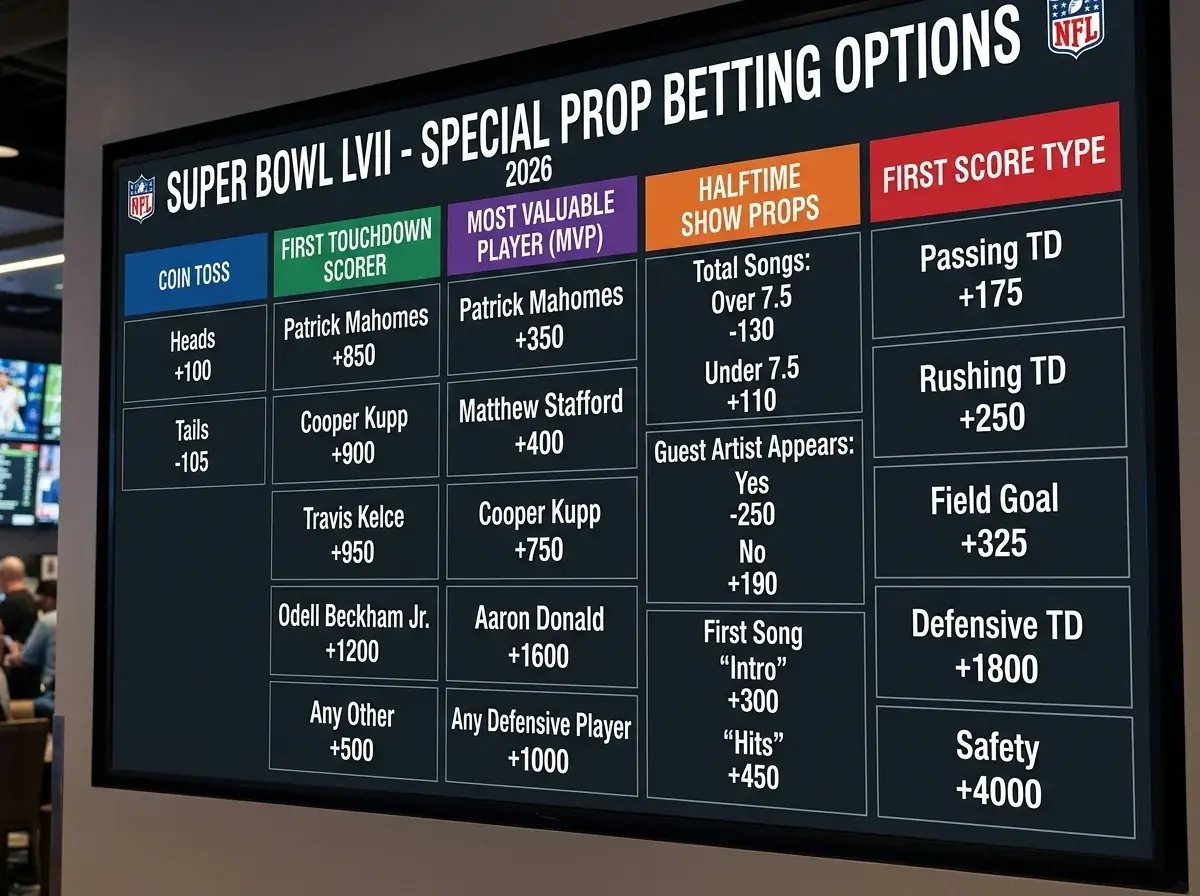 Super Bowl Spezialwetten Überblick 2026 – alle Prop Bet Kategorien für das Finale erklärt